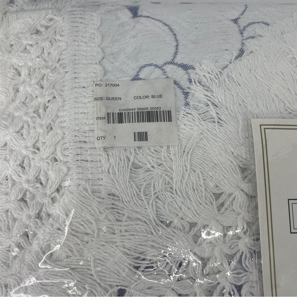 North Shore Linens Egyptian Cotton Jacquard Queen Bedspread Pillow Shams fringe - Picture 6 of 8